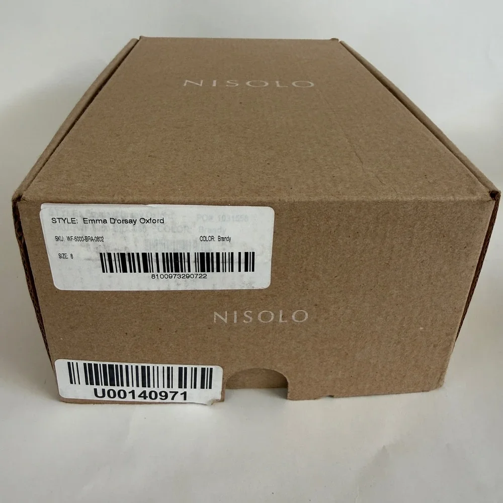 Nisolo Emma D'Orsay Oxford Brandy Leather Shoes WF-5000-BRA-0802 Size 8 NIB